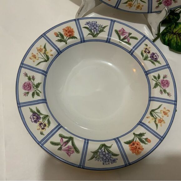 2 AMERICAN ATELIER ELIZABETH 5020 salad Plate 9” Granny Core Floral Gingham A2 - Picture 6 of 12